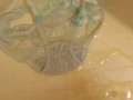 Pissing on light-blue panties!!