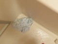Pissing on light-blue panties!!