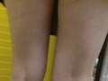 girl shows pussy upskirt without panties in the store