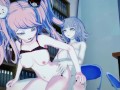 Junko Enoshima and Chiaki Nanami have lesbian sec in the library - Daganronpa Hentai