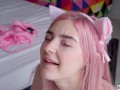 Pink hair, tight pussy, big tits and cute face - this girl deserves a creampie! - Eva Elfie