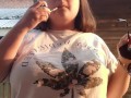 Public smoke teasing my shirt up a little bit Arab BBW vape pen