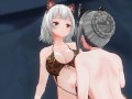 3D HENTAI YURI Neko girl stroking pussy with paws