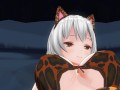 3D HENTAI YURI Neko girl stroking pussy with paws