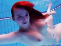 Big tits Katrin bouncing and floating underwater