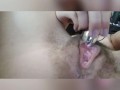 Close up playing with my wet hairy pussy