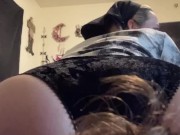 Cute blonde farts in slaves mouth