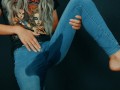 Pee in blue jeans