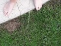 Fast morning pissing outside trying not to get caught