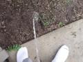 Fast Pissing outside in between thunderstorms