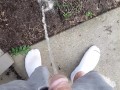 Fast Pissing outside in between thunderstorms