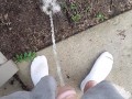 Fast Pissing outside in between thunderstorms