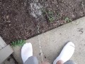 Fast Pissing outside in between thunderstorms