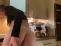 British teen babe finger fucks herself on her kitchen countertop