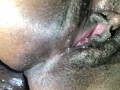 Ebony babe showing wet pussy after being fucked by big dick 