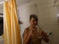 Bathroom session with cum and piss drinking