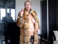 Mature Russian webcam whore AimeeParadise in a fur coat blows smoke in face of her virtual slave!