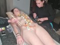 Serving sushi off of my naked skinny body | body sushi | NYOTAIMORI