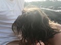 Risky Public blowjob on the beach near the people