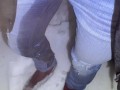 Girl Desperately Pisses Her Jeans In The Snow