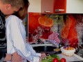 Sloppy blowjob in the morning. Sex in the kitchen with a beautiful NARA GIRL