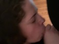 Ariel greets me after work with a blow job, and takes the cum shot on the face