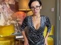 sexy big-boobed psychologist in a velvet dress sucks a dick and fucks with her patient