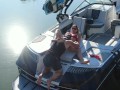 MILF getting her pussy licked on a boat in the middle of the lake