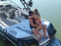 MILF getting her pussy licked on a boat in the middle of the lake