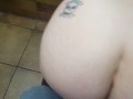Horny Milf plays with her Pussy and gets Fucked in public Bathroom!