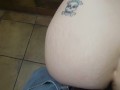 Horny Milf plays with her Pussy and gets Fucked in public Bathroom!