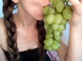 girl sucking on juicy grapes ASMR food fetish