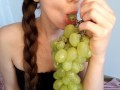 girl sucking on juicy grapes ASMR food fetish