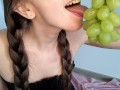 girl sucking on juicy grapes ASMR food fetish