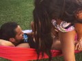 Beautiful Latina wife Jolla gets pussy eaten while lounging on a hammock