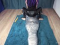 Mummified gets scratching tickling and facesitting by mistress in leather leggings