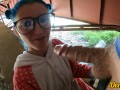 sex under the bridge with a cute schoolgirl in glasses she loves to get cum on her face