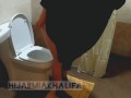 How Muslim girl pissing? Caught piss in toilet.