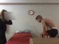 Legit Blonde Masseuse Giving in to Huge Asian Cock 1st appointment pt1