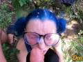 clarge selection of delicious warm sperm on the face of a cute teen girl with glasses who loves cock