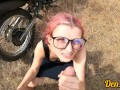 clarge selection of delicious warm sperm on the face of a cute teen girl with glasses who loves cock