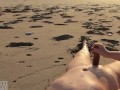 PUBLIC BEACH HANDJOB: Beauty in Bikini makes him get a huge cumshot at the beach