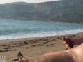 PUBLIC BEACH HANDJOB: Beauty in Bikini makes him get a huge cumshot at the beach