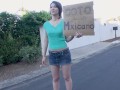 【無】所持金ゼロ！目指せメキシコ！ハーフ美女ヒッチハイク 明日香クレア パート1