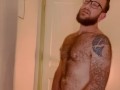 VERY HAIRY GUY STROKES HIS THICK COCK AND CUMS WHILE THINKING OF YOU