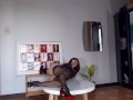 Regina Noir trying on high heels. Striptease in dark lingerie and stockings 5