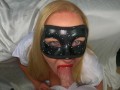Stunning blue eyed blonde Nurse Candy Butté gives amazing deepthroat blowjob and swallows cum.