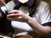 【Ｉカップ変態女子大生とうふ】ブルマに体操着で突入！その後居酒屋でブルマも体操着も脱いで食事中してたら店員が・・・❗❓
