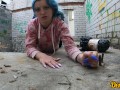 cute schoolgirl after school has sex in an abandoned building and gets a cum on face