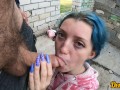 cute schoolgirl after school has sex in an abandoned building and gets a cum on face